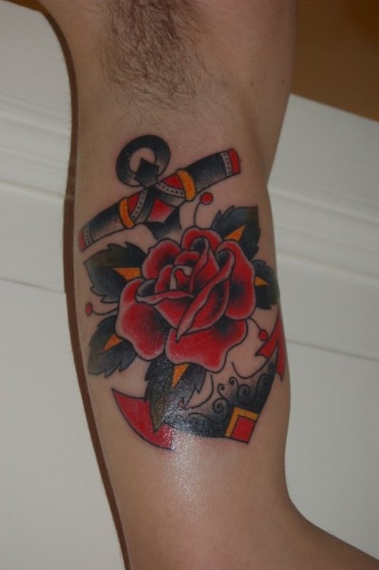 Attractive Rose Flower Tattoo On Shoulder