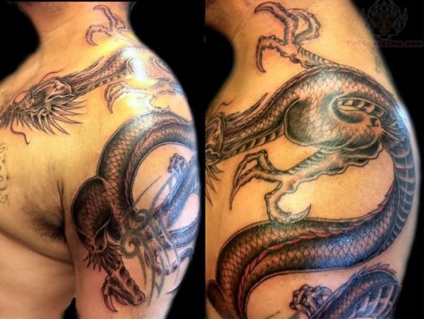 Attractive Shoulder Dragon Tattoo Design