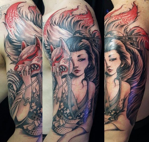 Attractive Shoulder Half Sleeves Tattoo