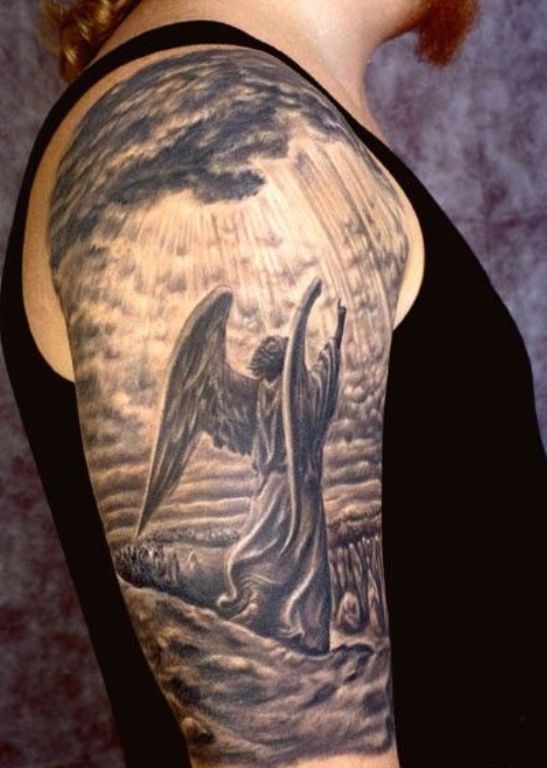 Attractive Shoulder Tattoo Of Angel