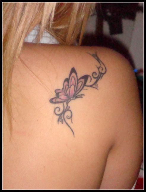 Awesome Butterfly Tattoo On Shoulder Back