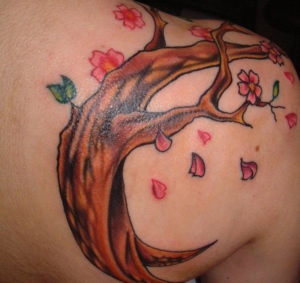 Awesome Cherry Blossom Tree Tattoo Design