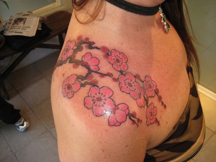 63 Fantastic Cherry Blossoms Shoulder Tattoos - Shoulder Tattoos
