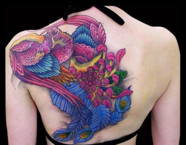 Awesome Colored Phoenix Tattoo