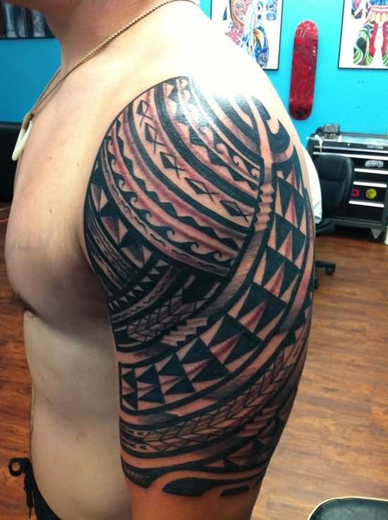 Awesome Colored  Shoulder Tattoo
