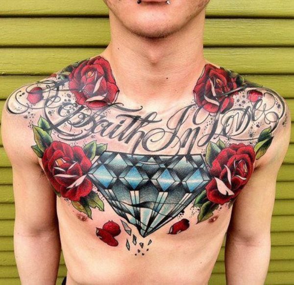 Awesome Red Flowers Tattoo