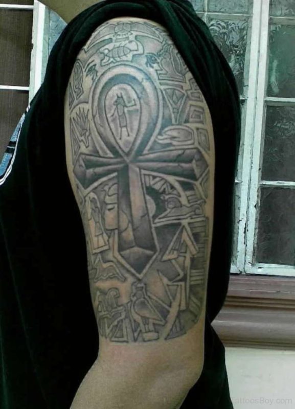 Awesome Shoulder Half Sleeves Tattoo Design