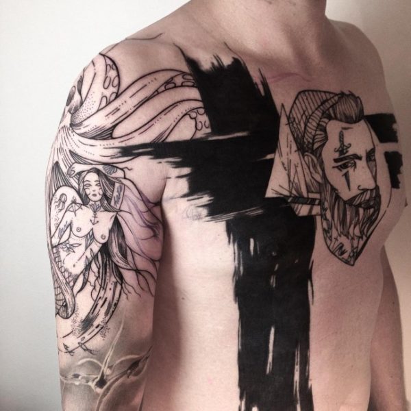 Awesome Shoulder Tattoo Of Angel