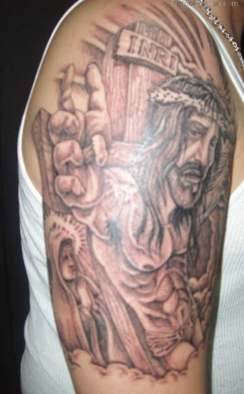  Amazing  Jesus Tattoo On Shoulder