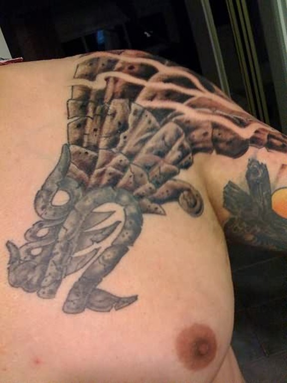 Aztec Dragon Shoulder Tattoo