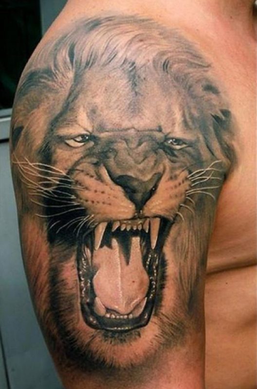 Aztec Lion Shoulder Tattoo