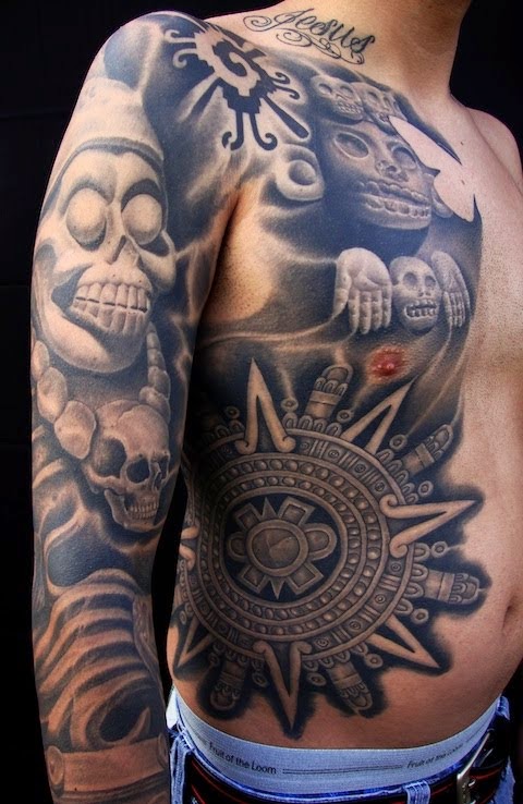 Aztec Skull Designer Tattoo