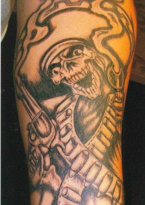 Aztec Skull Tattoo On Shoulder