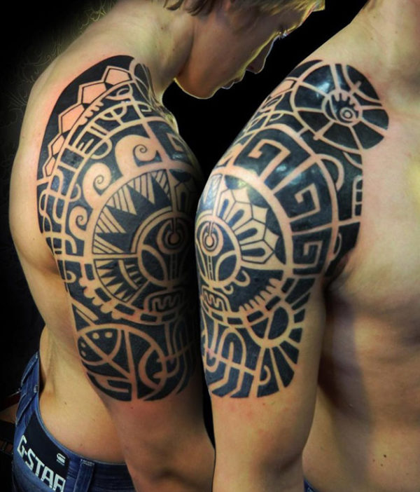 Aztec Tribal Shoulder Tattoo