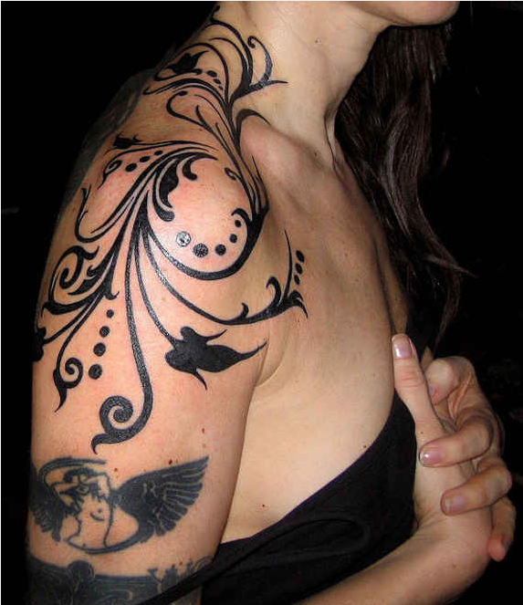 Back Designer Flower Tattoo