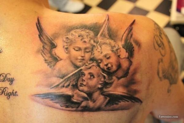 Back Shoulder Angel Kid Tattoo