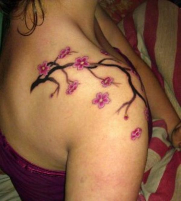 Back Shoulder Flower Tattoo