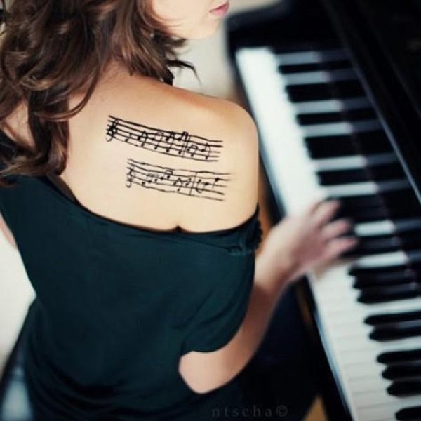 Back Shoulder Music Tattoo
