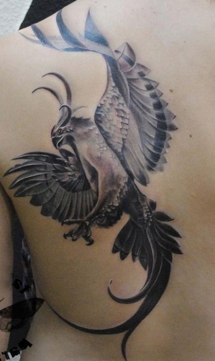 Black And Grey Phoenix Tattoo