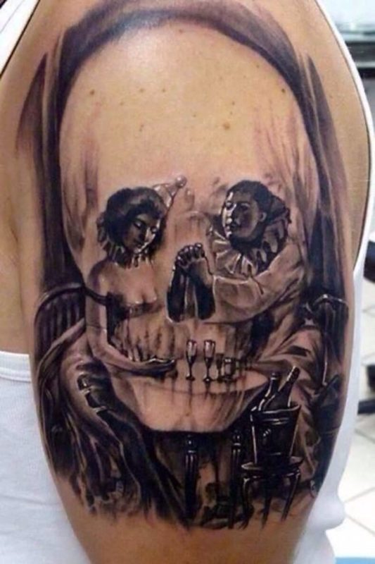 Black And Grey Skull Tattoo