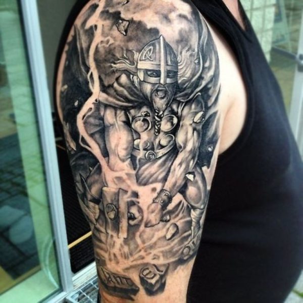 Black And Grey Viking Tattoo