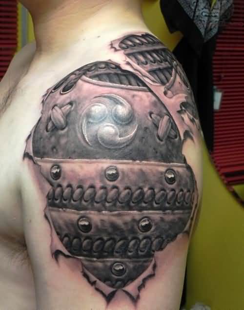 Black Armor Shoulder Tattoo