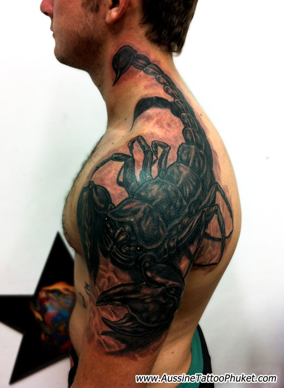 Black Crab Shoulder Tattoo