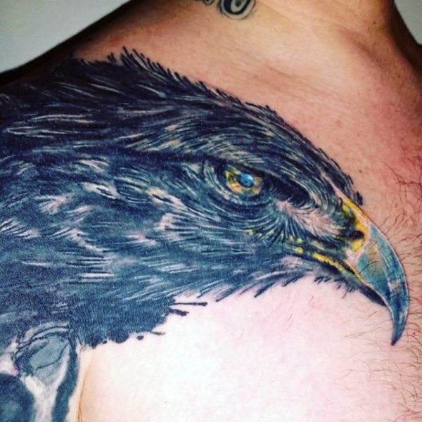 Black Native Eagle Shoulder Tattoo Design