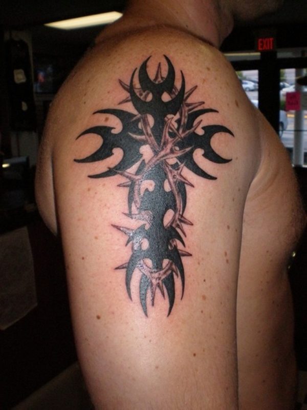 Black Tribal Cross Tattoo