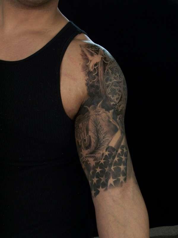Bald American Eagle Shoulder Tattoo Design