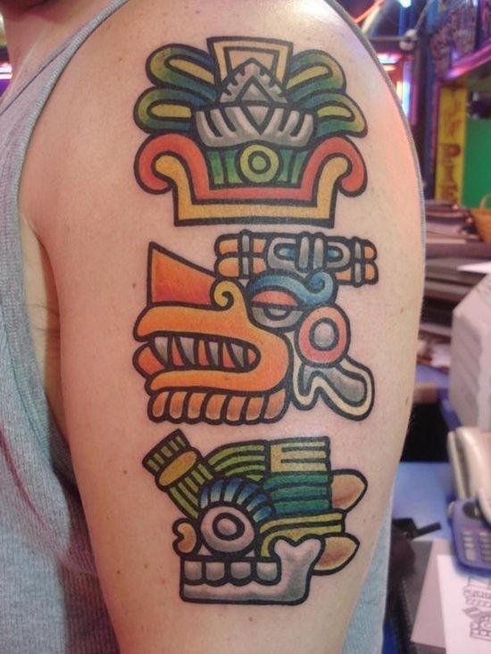 Beautiful Aztec Shoulder Tattoo Design