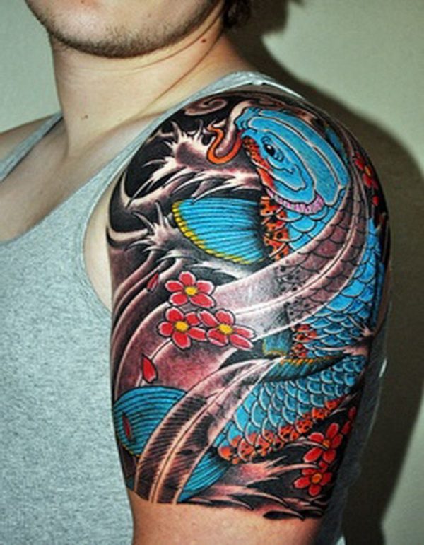 Beautiful Blue Fish Tattoo Design