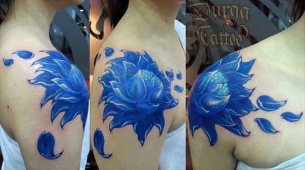 Beautiful Blue Flower Tattoo