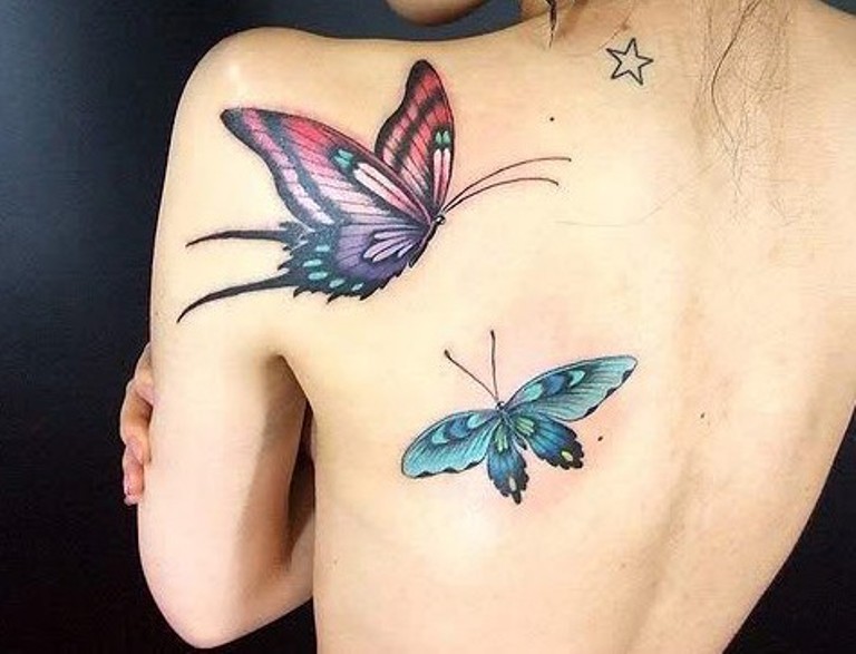 Beautiful Butterflies Shoulder Blade Tattoo.