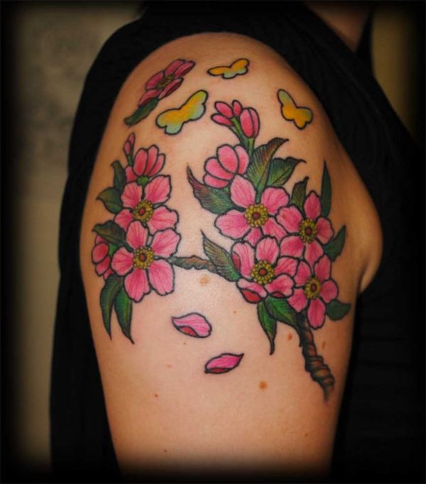 Beautiful Cherry Blossom Flowers Tattoo Design