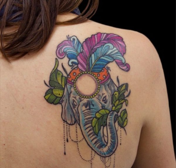 Beautiful Colorful Elephant Tattoo