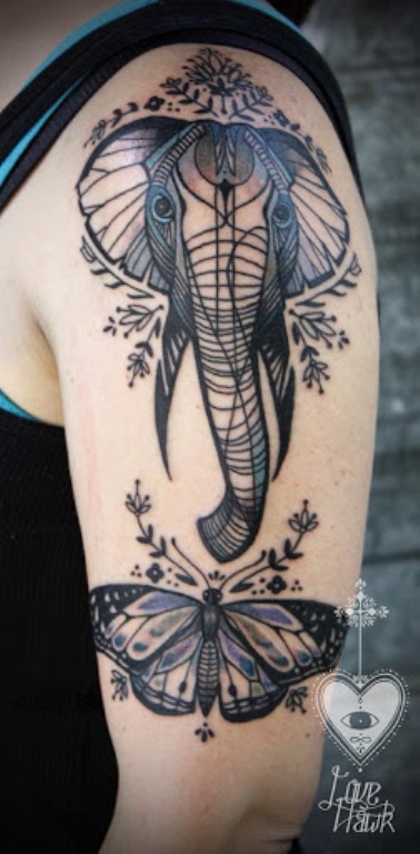 Beautiful Elephant Tattoo On Shoulder !