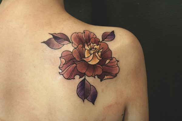 Beautiful Flower Shoulder Blade Tattoo