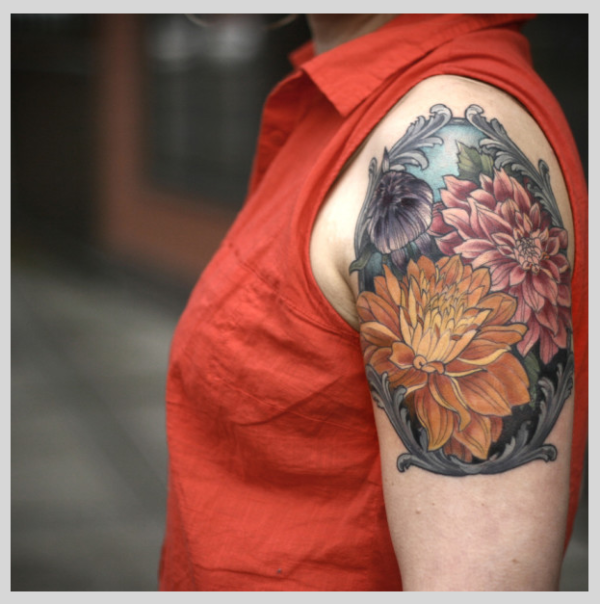 Beautiful Flower Tattoo On Shoulder