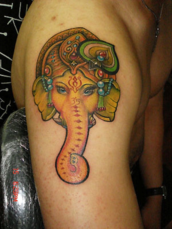 Beautiful Ganesh Ji Tattoo On Shoulder