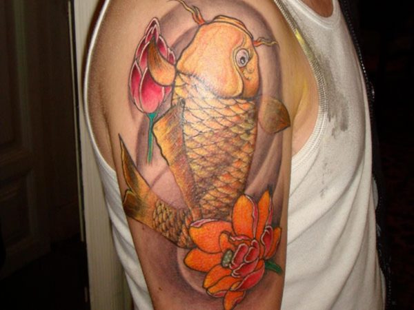 Beautiful Golden Fish Tattoo