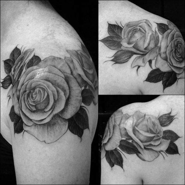 Beautiful Grey Roses Tattoo