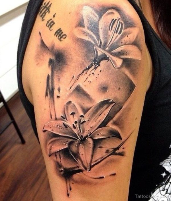 Beautiful Lily Flower Shoulder Tattoo
