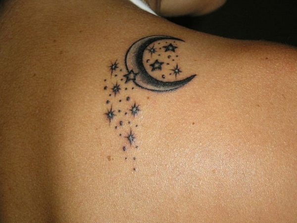 Beautiful Moon And Star Tattoo