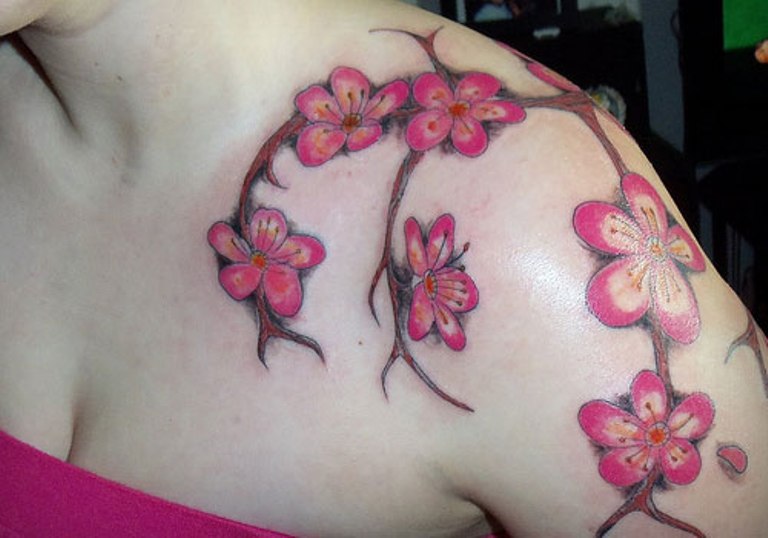 63 Fantastic Cherry Blossoms Shoulder Tattoos