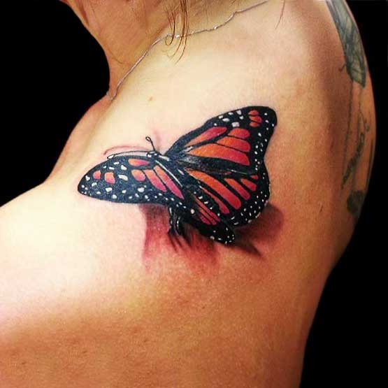 Beautiful Red Butterfly Tattoo