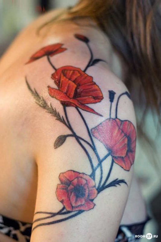 Beautiful Red Flower Tattoo