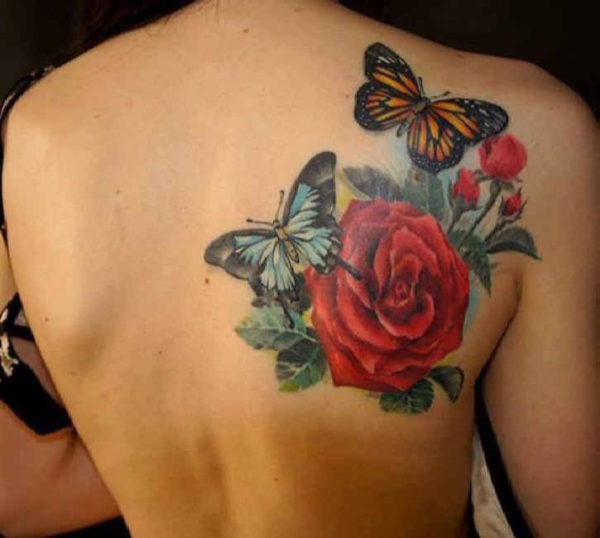 Beautiful Shoulder Blade Rose Tattoo Design
