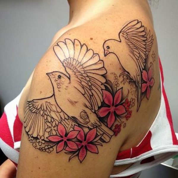 Beautiful Tattoo Of Bird On Shoulder