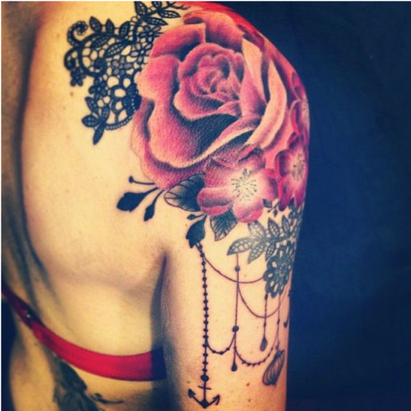 Big Flowers Tattoo For Women